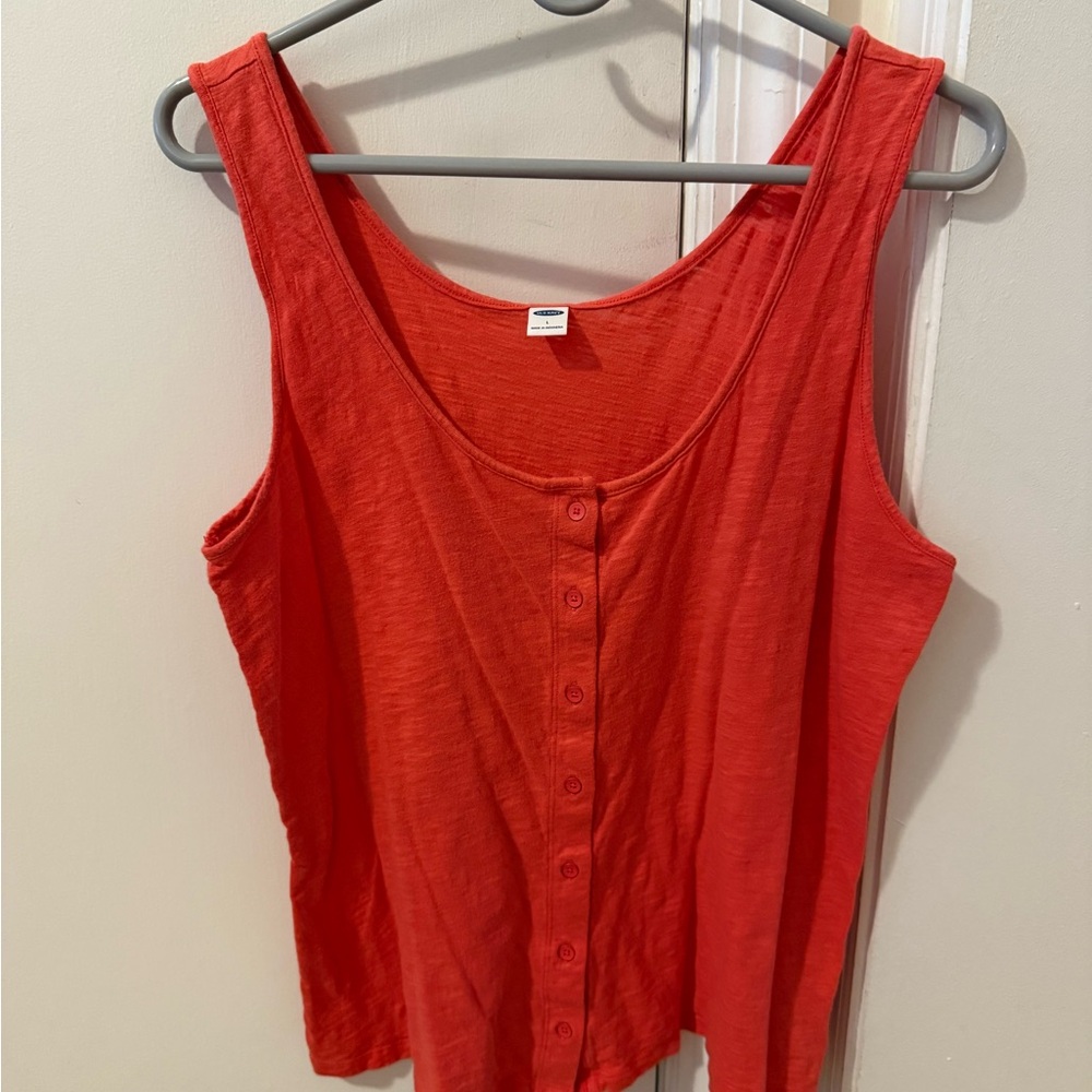 Old Navy Red Sleeveless Button Tank Top